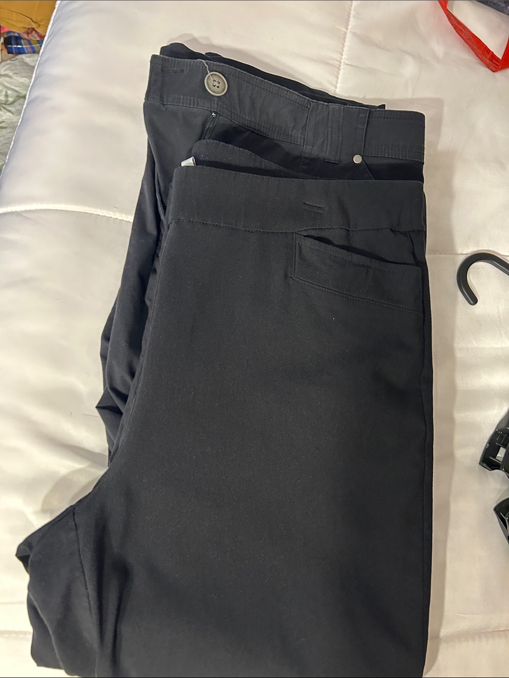 2 pairs Black Cropped Straight-Leg Stretch Pants